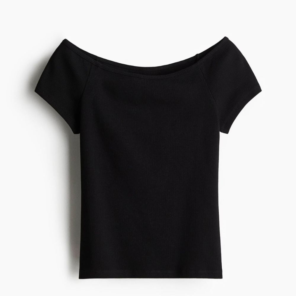 NWT H&M Ribbed Off the Shoulder Top Size Small